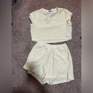 Yellow waffle Gymshark lounge set